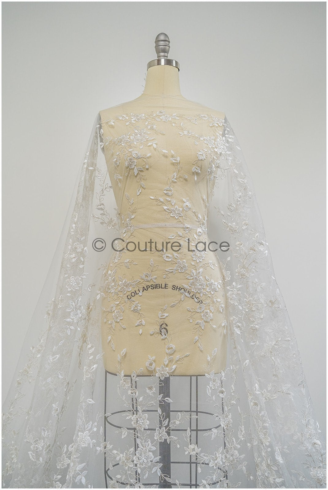 Romantischer Frühlingsblumen Spitzenstoff/ bestickte florale Spitze/ Braut Spitzenstoff// L21-109N