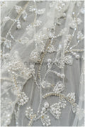 Pearl lace fabric off-white/ Pearl wedding dress lace/ Bridal lace fabric/ Pearl lace// L21-132N