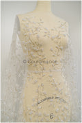 Pearl lace fabric off-white/ Pearl wedding dress lace/ Bridal lace fabric/ Pearl lace// L21-132N
