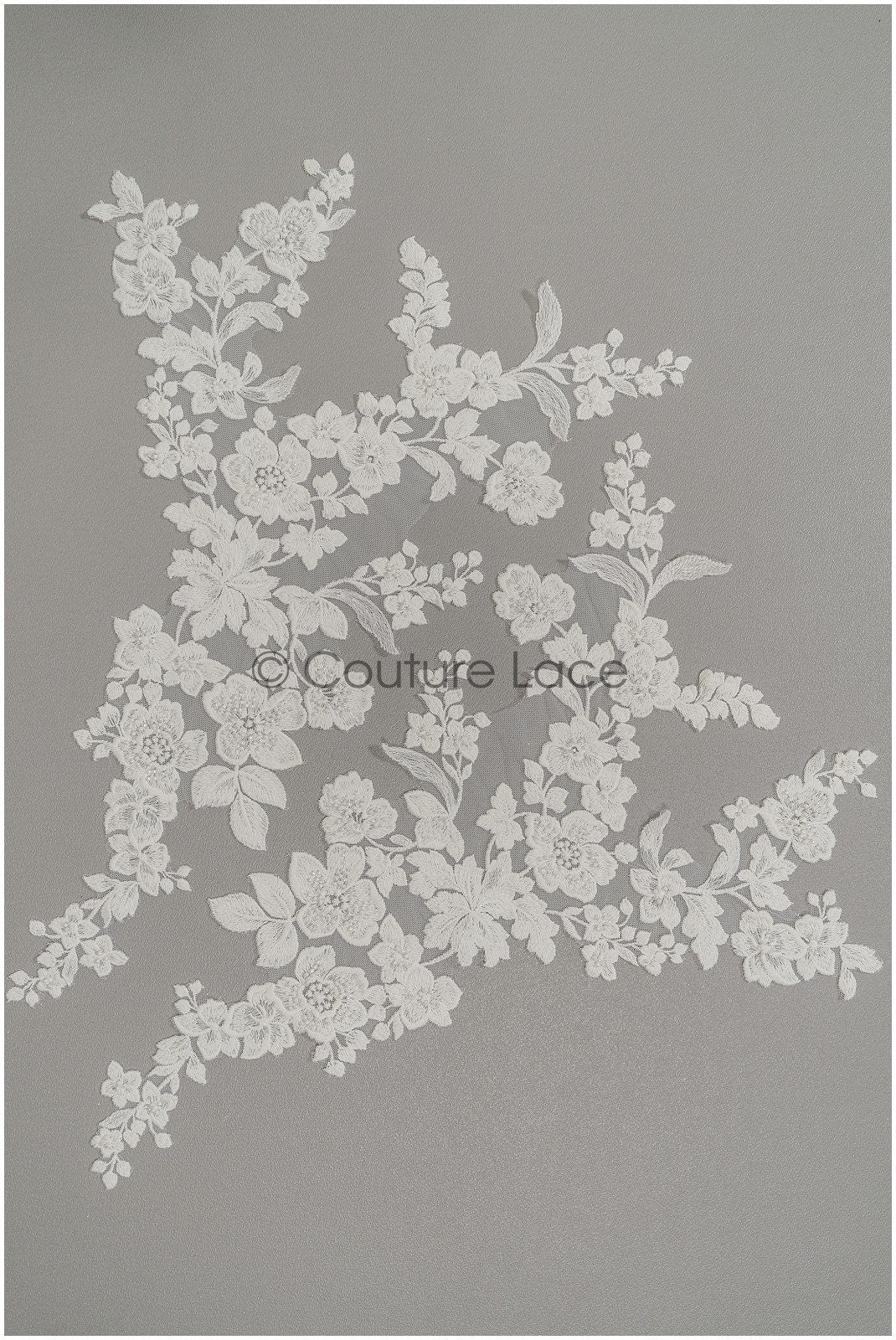 Perlen SpitzenBlume Aufnäher, Blumen Applikation, SpitzenBlume Patch, Spitzen Applikation, Hochzeitskleid Spitzen Applikation, Braut Blumen Aufnäher// A21-236