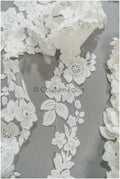 Flower lace trim off-white/ bridal lace trim/embroidered lace trim/ elegant bridal lace/ flower lace trim// T21-143