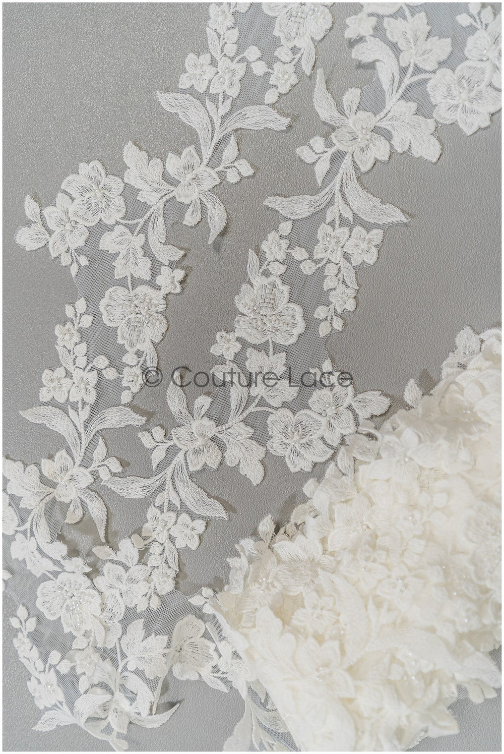 Pearl lace trim off-white/ bridal veil lace trim/ embroidered lace trim// T21-144