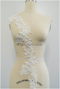 Pearl lace trim off-white/ bridal veil lace trim/ embroidered lace trim// T21-144