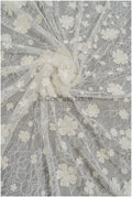 French lace fabric with pearls/ Off-white lace fabric/ Bridal lace with small flowers/ Floral lace// L21-126LB