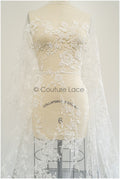 Blumen Spitzenstoff Off-White/ Braut Spitze/ Hochzeitskleid Spitzenstoff/ bestickter Spitzenstoff/ Spitzenschleier// L21-149C