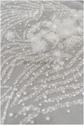 Hand beaded bridal lace/ 3D flower lace fabric/ beaded wedding dress lace/ designer couture lace/ handmade lace// L21-185