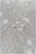 Hand beaded bridal lace/ 3D flower lace fabric/ beaded wedding dress lace/ designer couture lace/ handmade lace// L21-185