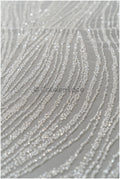 Schwere Perlen Brautspitze Off-White/ Couture Spitzenstoff mit Perlen/ Hochzeitskleid Spitze/ Designer Couture Spitze/ Streifen Spitzenstoff// L19-108
