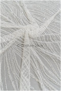 Schwere Perlen Brautspitze Off-White/ Couture Spitzenstoff mit Perlen/ Hochzeitskleid Spitze/ Designer Couture Spitze/ Streifen Spitzenstoff// L19-108