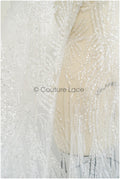 Brautspitze mit Perlen/ Couture Spitzenstoff Off-White/ schwere Hochzeitsspitze/ Designer Couture Spitze/ Brautspitze// L20-352