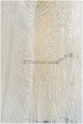1.4 yds - Beaded Lace Fabric Off-White/ Lace for Wedding Dress/ Beaded Lace/ Bridal Lace// L20-352