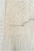 1.4 yds - Beaded Lace Fabric Off-White/ Lace for Wedding Dress/ Beaded Lace/ Bridal Lace// L20-352