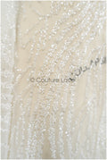 Brautspitze mit Perlen/ Couture Spitzenstoff Off-White/ schwere Hochzeitsspitze/ Designer Couture Spitze/ Brautspitze// L20-352