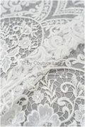 Bridal lace fabric off-white/ crocheted wedding lace/ boho lace fabric/ french bridal lace/ boho lace fabric// L21-366