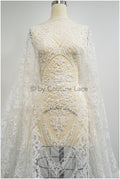Bridal lace fabric off-white/ crocheted wedding lace/ boho lace fabric/ french bridal lace/ boho lace fabric// L21-366