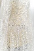 Luxus Spitzenstoff Off-White/ französische Brautspitze/ moderner verzierter Spitzenstoff/ Couture Braut Spitzenstoff/ Boho Spitzenstoff// L21-365