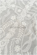 1.2yds Geometric floral lace/ embroidered floral lace off-white/ bridal lace/ soft boho lace fabric/ bridal lace fabric// L21-097C