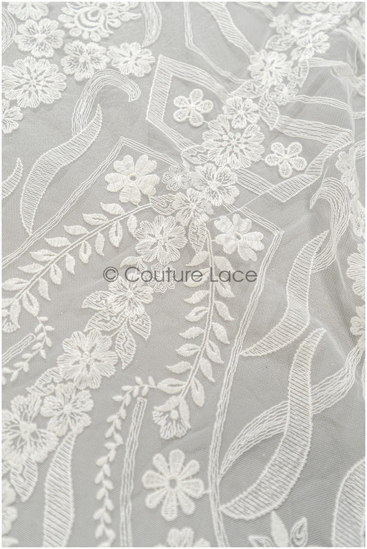1.2yds Geometrische Blumenspitze/ bestickte Blumenspitze Off-White/ Braut Spitze/ weicher Boho Spitzenstoff/ Braut Spitzenstoff// L21-097C-REST-1.2YDS