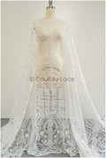 1.2yds Geometric floral lace/ embroidered floral lace off-white/ bridal lace/ soft boho lace fabric/ bridal lace fabric// L21-097C