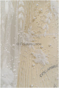 Handgefertigte Brautspitze Off-White/ 3D Blumen Spitzenstoff/ Perlen Spitze/ Designer Couture Spitze/ Braut Spitze// L21-015N