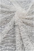 Wellenmuster Brautspitze Stoff/ Braut Spitzenstoff Off-White/ geometrisches Muster/ Spitzenstoff mit Blumen// L20-024N