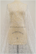 Wellenmuster Brautspitze Stoff/ Braut Spitzenstoff Off-White/ geometrisches Muster/ Spitzenstoff mit Blumen// L20-024N