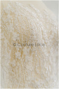 3D flower lace fabric/ pearl bridal lace fabric/ romantic floral lace fabric with 3D flowers // L21-024NBF