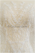 3D flower lace fabric/ pearl bridal lace fabric/ romantic floral lace fabric with 3D flowers // L21-024NBF