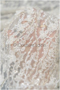 3D flower lace fabric/ pearl bridal lace fabric/ romantic floral lace fabric with 3D flowers // L21-024NBF