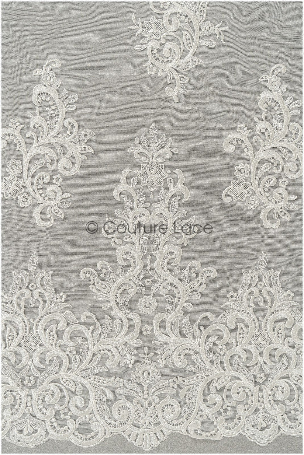 Schwerer bestickter Spitzenstoff/ Brautspitze Off-White/ verschnörkelte Spitze/ Hochzeitskleid Spitze/ Hochzeitsspitze// L21-169B
