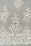 Schwerer bestickter Spitzenstoff/ Brautspitze Off-White/ verschnörkelte Spitze/ Hochzeitskleid Spitze/ Hochzeitsspitze// L21-169B