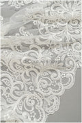 Schwerer bestickter Spitzenstoff/ Brautspitze Off-White/ verschnörkelte Spitze/ Hochzeitskleid Spitze/ Hochzeitsspitze// L21-169B