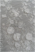 Handgefertigte Brautspitze mit 3D Blüten/ 3D Blüten Spitze Stoff/ Hochzeitskleid Spitze/ Couture Spitze// L21-049N