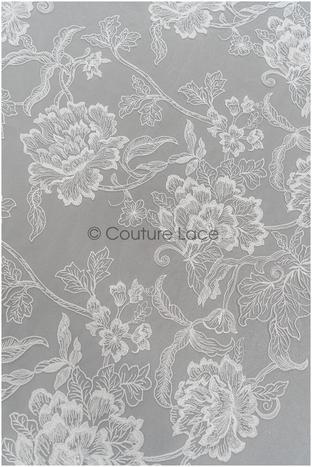Romantischer Blumen Spitzenstoff/ bestickte Blumenspitze Off-White/ Hochzeitskleid Spitze/ Rosen Spitzenstoff/ Braut Spitze// L21-029N