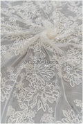 Romantischer Blumen Spitzenstoff/ bestickte Blumenspitze Off-White/ Hochzeitskleid Spitze/ Rosen Spitzenstoff/ Braut Spitze// L21-031N