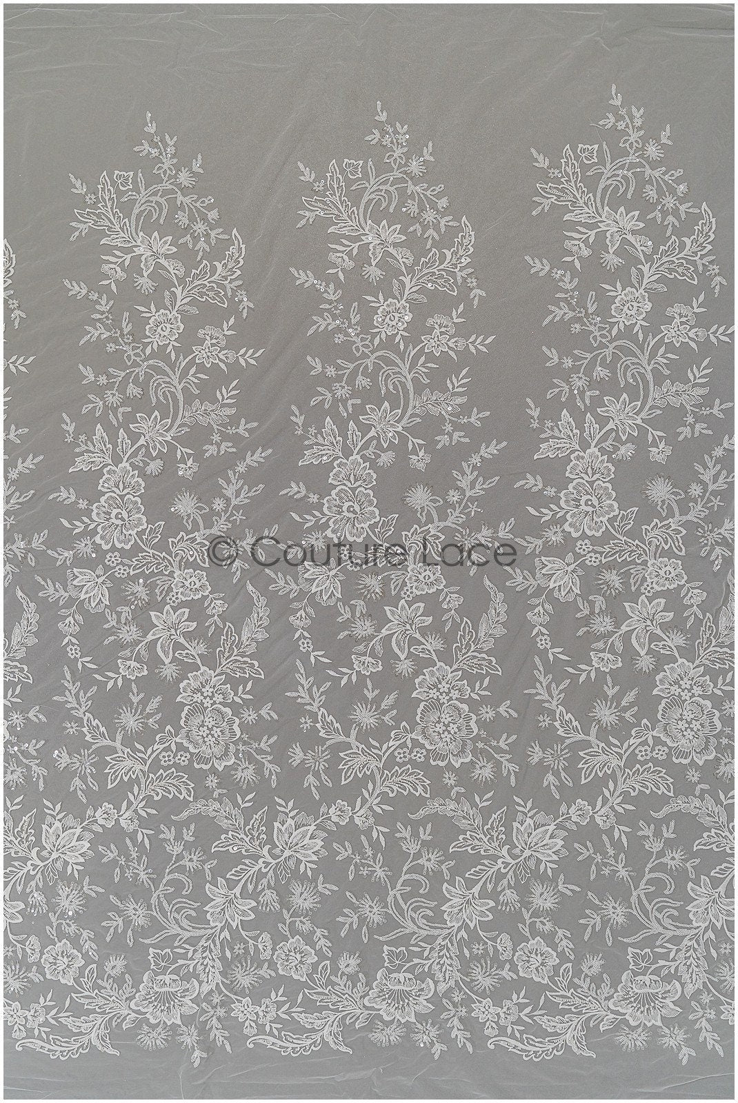 Romantischer Blumen Spitzenstoff/ Milch-Seide bestickte Blumenspitze/ Off-White Spitze/ Braut Spitzenstoff// L21-032N