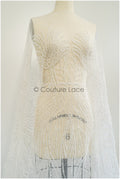 Brautspitze mit Perlen/ Couture Spitzenstoff Off-White/ schwere Hochzeitsspitze/ Designer Couture Spitze/ Brautspitze// L20-352