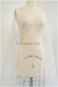 1.4 yds - Beaded Lace Fabric Off-White/ Lace for Wedding Dress/ Beaded Lace/ Bridal Lace// L20-352