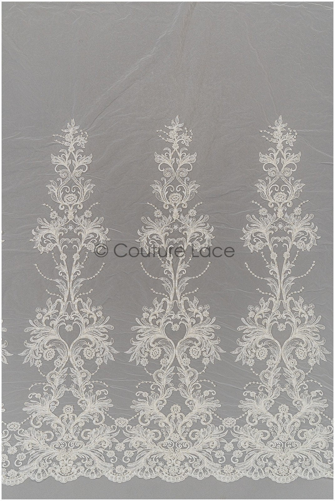 Schwerer Perlen Spitzenstoff für Hochzeitskleider/ Braut Spitzenstoff Off-White/ Hochzeitskleid Spitze mit Perlen/ Brautspitze// L21-047N