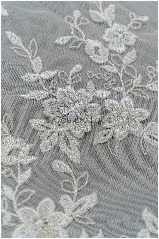 Romantischer Frühlingsblumen Spitzenstoff/ bestickte florale Spitze/ Braut Spitzenstoff// L21-109N