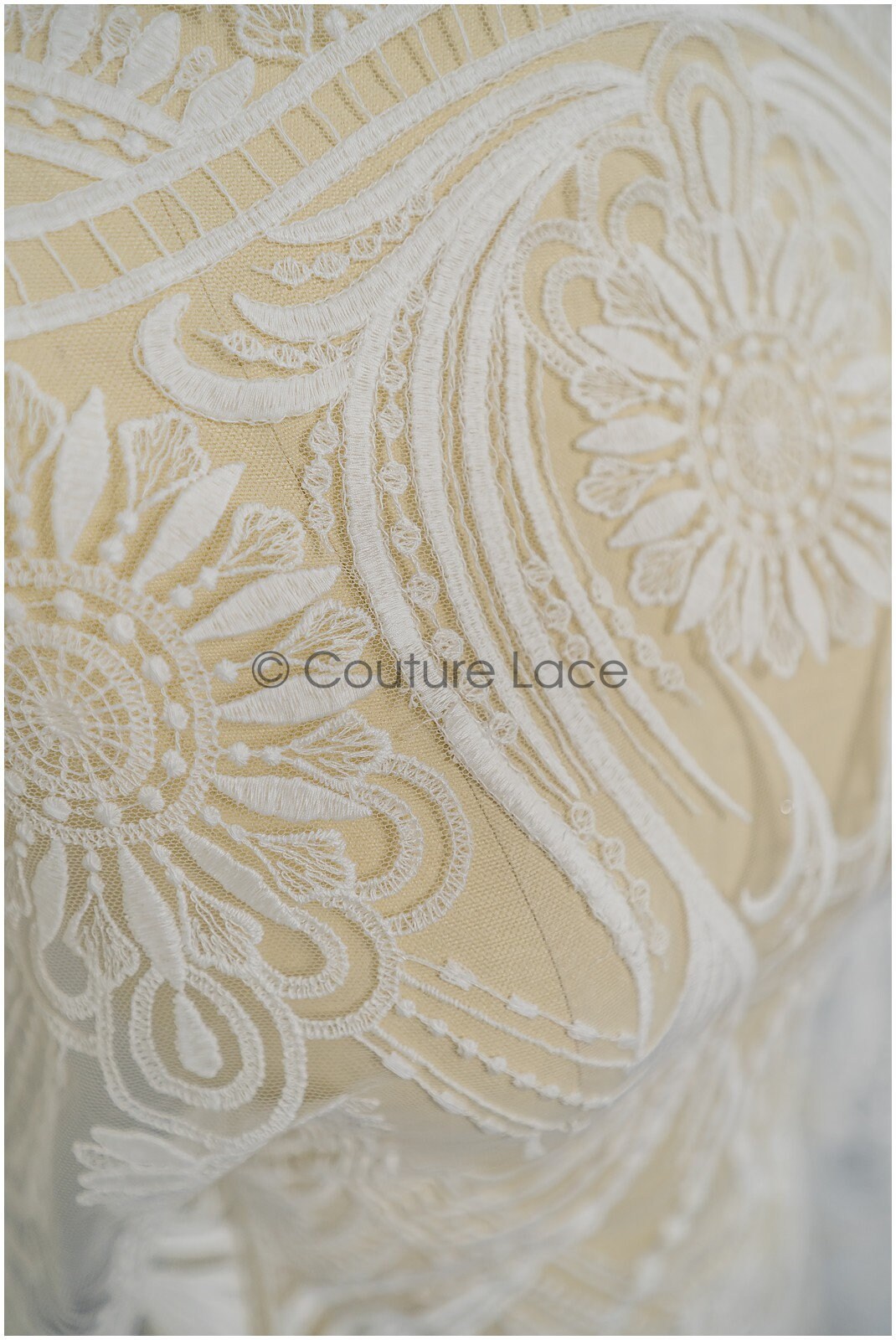 1.3yds Boho lace fabric off-white/ cotton bridal lace fabric/ boho wedding dress lace/ vintage bridal lace// L21-196N