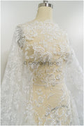 Floral lace fabric, rose bridal lace, flower bridal lace, flower blossom lace, bridal flower lace, spring flower lace// L21-098N