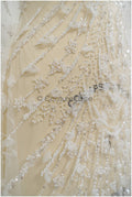 Handperlen Brautspitze Off-White/ Perlen Braut Spitze/ Couture Brautspitzenstoff mit Perlen/ Designer Couture Spitze// L21-191