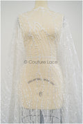Elegante Wellen-Punkt Spitze mit Pailletten für ein glamouröses Brautkleid // L21-105B