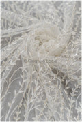 Perlen Spitzenstoff Off-White Silber/ Brautspitze mit Perlen/ Hochzeitskleid Spitze mit Perlen & Pailletten/ Perlenblütenspitze/ glänzende Spitze// L21-301OS