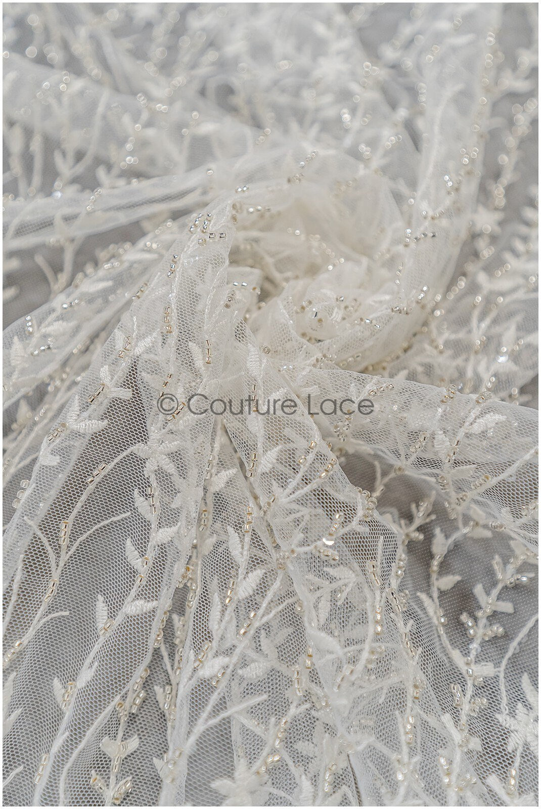 Perlen Spitzenstoff Off-White Silber/ Brautspitze mit Perlen/ Hochzeitskleid Spitze mit Perlen & Pailletten/ Perlenblütenspitze/ glänzende Spitze// L21-301OS