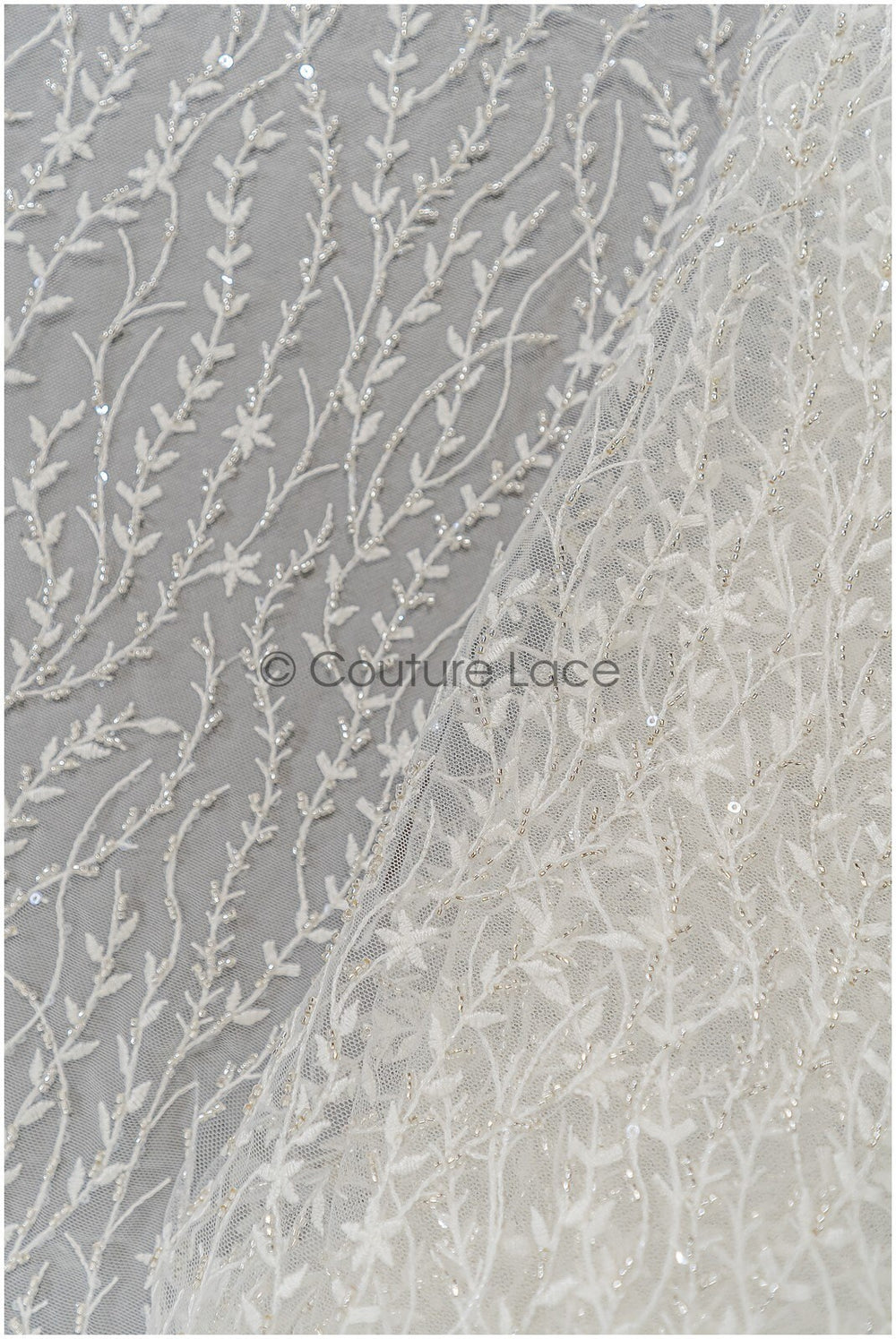Perlen Spitzenstoff Off-White Silber/ Brautspitze mit Perlen/ Hochzeitskleid Spitze mit Perlen & Pailletten/ Perlenblütenspitze/ glänzende Spitze// L21-301OS