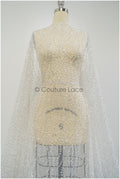 Perlen Spitzenstoff Off-White Silber/ Brautspitze mit Perlen/ Hochzeitskleid Spitze mit Perlen & Pailletten/ Perlenblütenspitze/ glänzende Spitze// L21-301OS