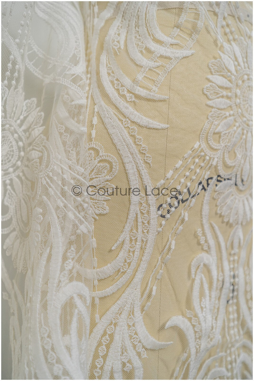 1.3yds Boho lace fabric off-white/ cotton bridal lace fabric/ boho wedding dress lace/ vintage bridal lace// L21-196N