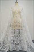 1.3yds Boho lace fabric off-white/ cotton bridal lace fabric/ boho wedding dress lace/ vintage bridal lace// L21-196N